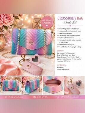 CROSSBODY (Pastel Ombre) +LIPSTICK CASE KEYCHAIN